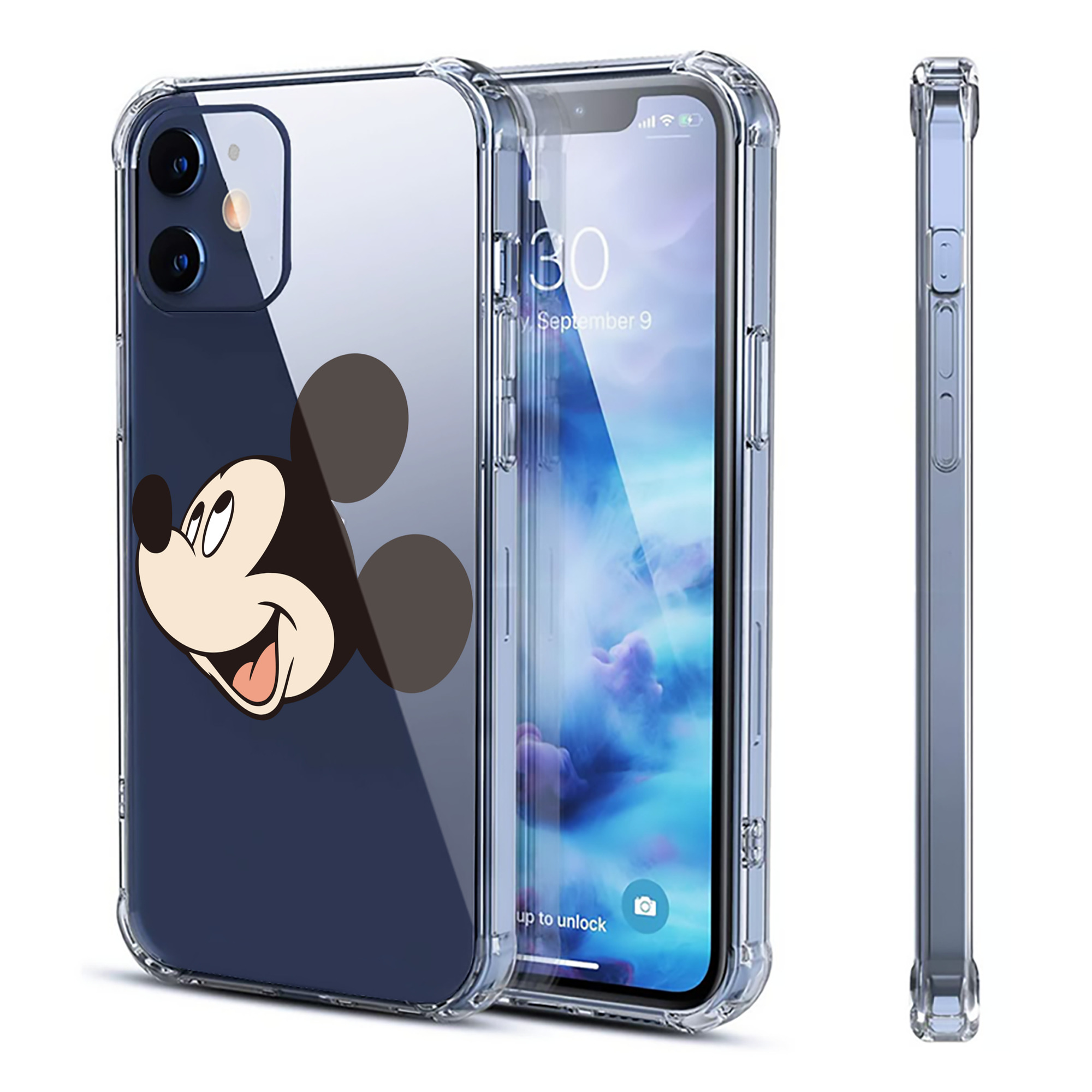（画像用） ミッキーマウス Mickey Mouse 【iPhone 12シリーズ対応】透明スマホケース（クリアソフトケース）
